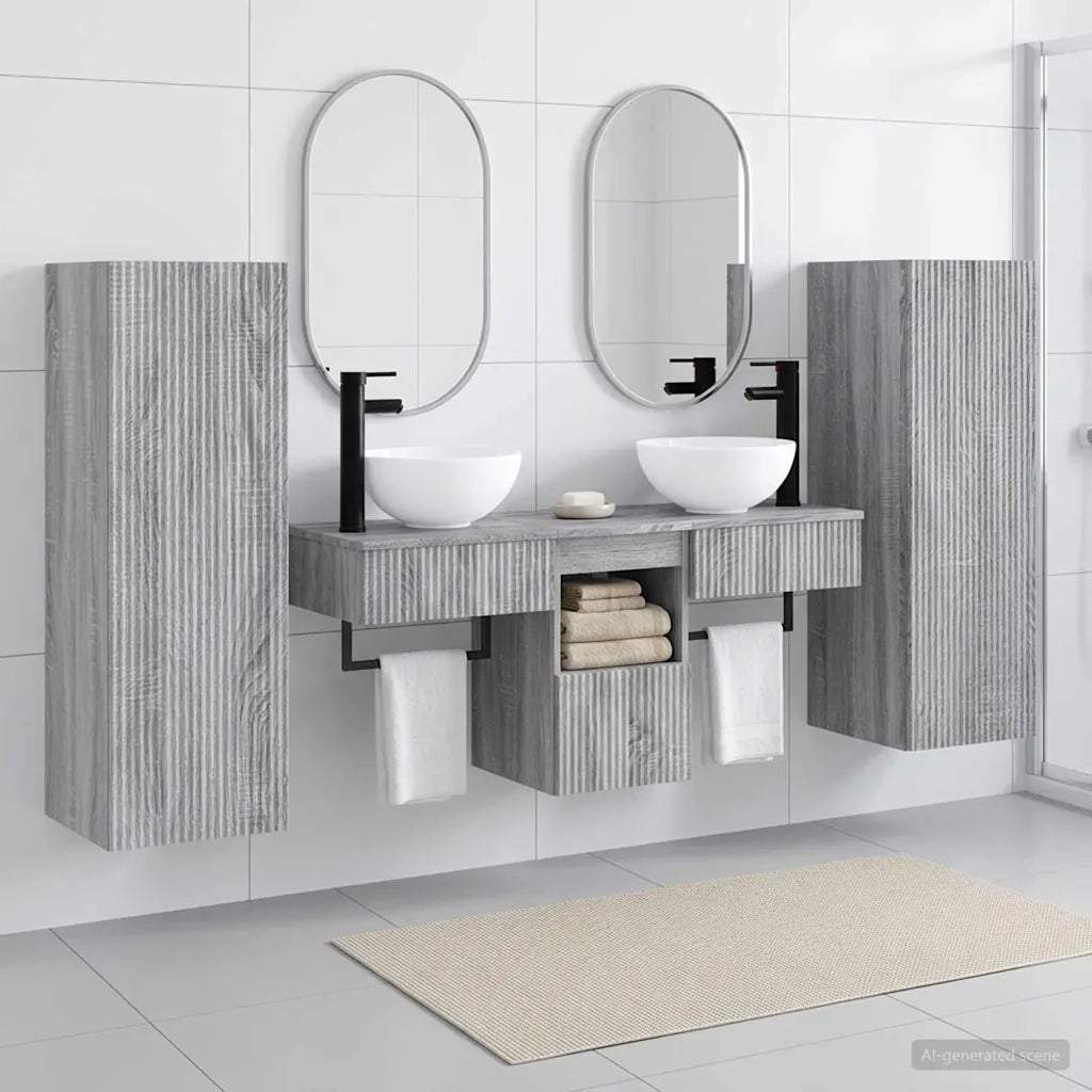 Set di mobili per il bagno 5 pz Sonoma grigio 3405969