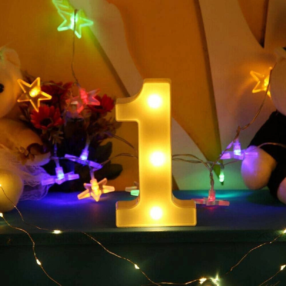 Trade Shop - Numero 1 Luminoso Bianco A Led Decoro Per Eventi Feste Luce Calda 3000k 16x3cm -