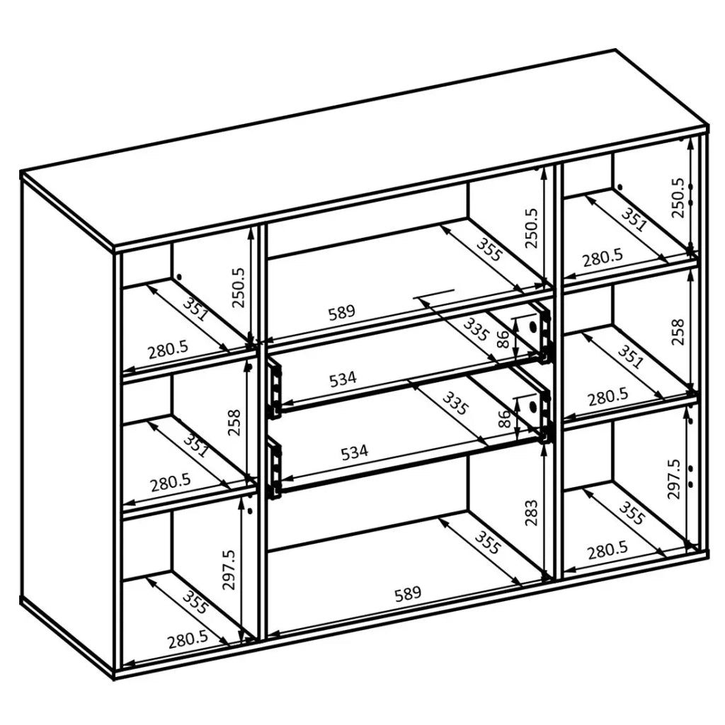 Buffet piccolo modello 120cm collezione KOBEE con 2 porte e 2 cassetti. Colore bianco e rovere.