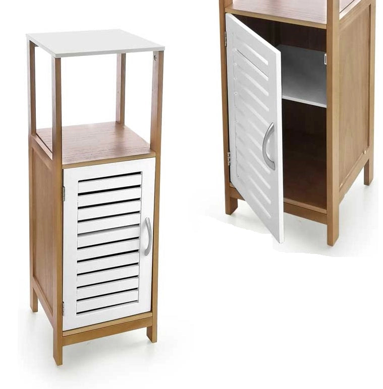 MAURY'S MOBILETTO BAGNO IN LEGNO CON ANTA IN COLOR LEGNO/BIANCO 30X30X96 CM