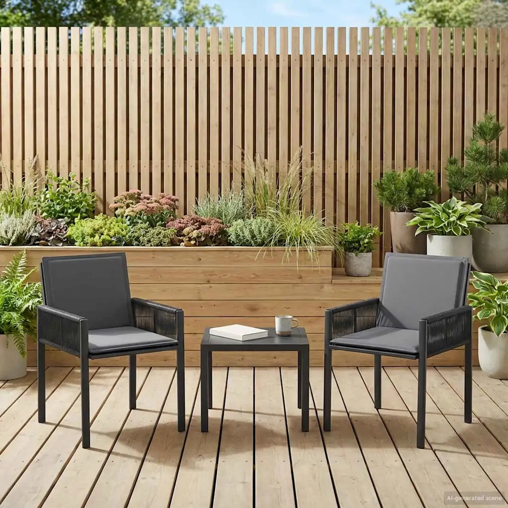 Sedie da giardino 6 pcs Nero e Grigio scuro polyrattan 42025095