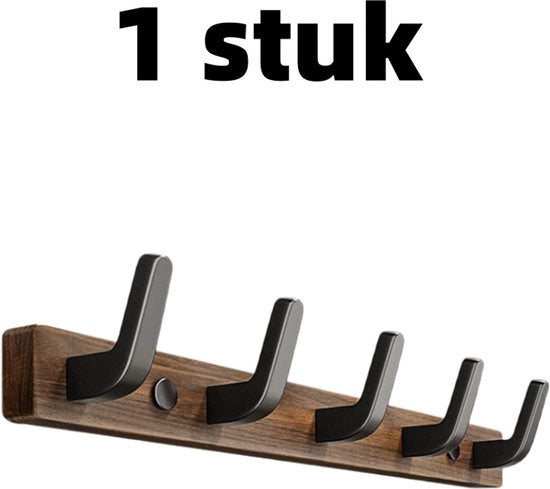 Supporto di appoggio - Haak in legno massello - Nessuna perforazione necessaria - Supporto per capi di abbigliamento e cappelli - 45 cm * 3 cm - Miele