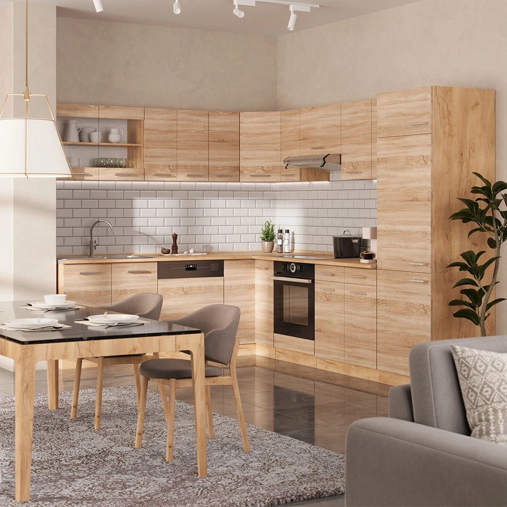 Cucina angolare completa R-Line Sonoma/Rovere dorato 287 x 227 cm, PL Marmo Vicco
