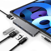 Hub USB-C 6-in-1 per iPad - Adattatore HDMI 4K - 3,5 mm - Stazione di Docking - Ricarica PD - 2 USB 3.0