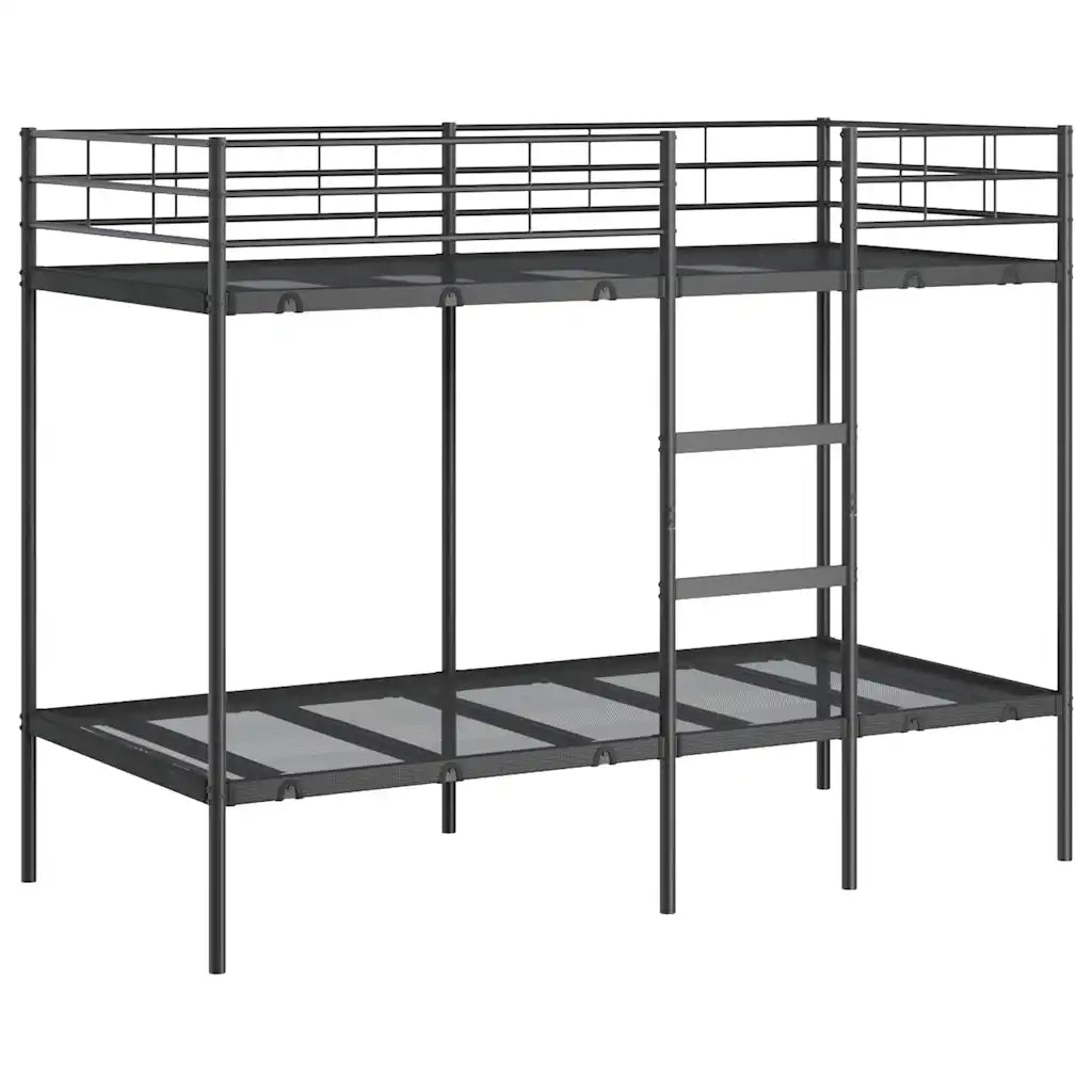 Letto a Castello senza Materasso-Struttura Letto a Castello Nero 90x200 cm in Acciaio 567776