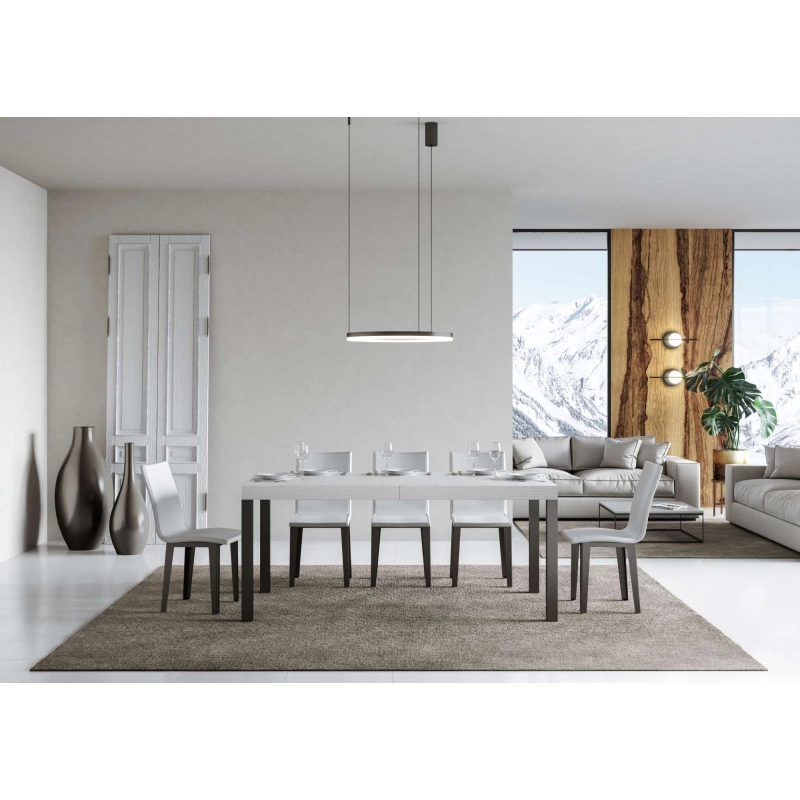 Tavolo allungabile 90x180/284 cm Everyday telaio Antracite - Bianco Frassino