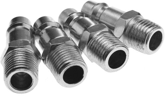 Fitting aereo in acciaio verniciato - Connettore aereo 1/4" BSP - Flessibile - Chiave rapida - 4 pezzi - Lunghezza totale 36,7 mm - Fitting aereo
