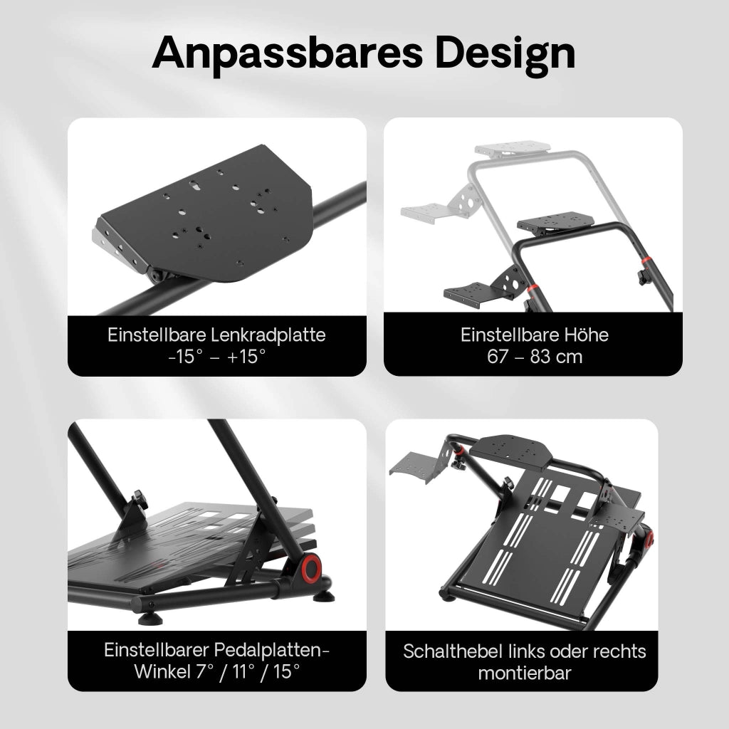 Supporto per volante e pedaliera, 68 x 82 x 83 cm, postazione volante richiudibile per sim racing, fissaggi per volante, leva del cambio e pedali