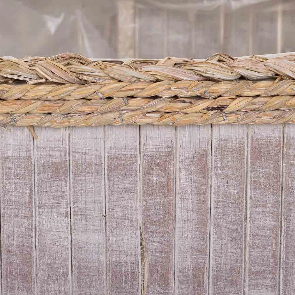 Set di 3 cestini ovali in legno grigio
