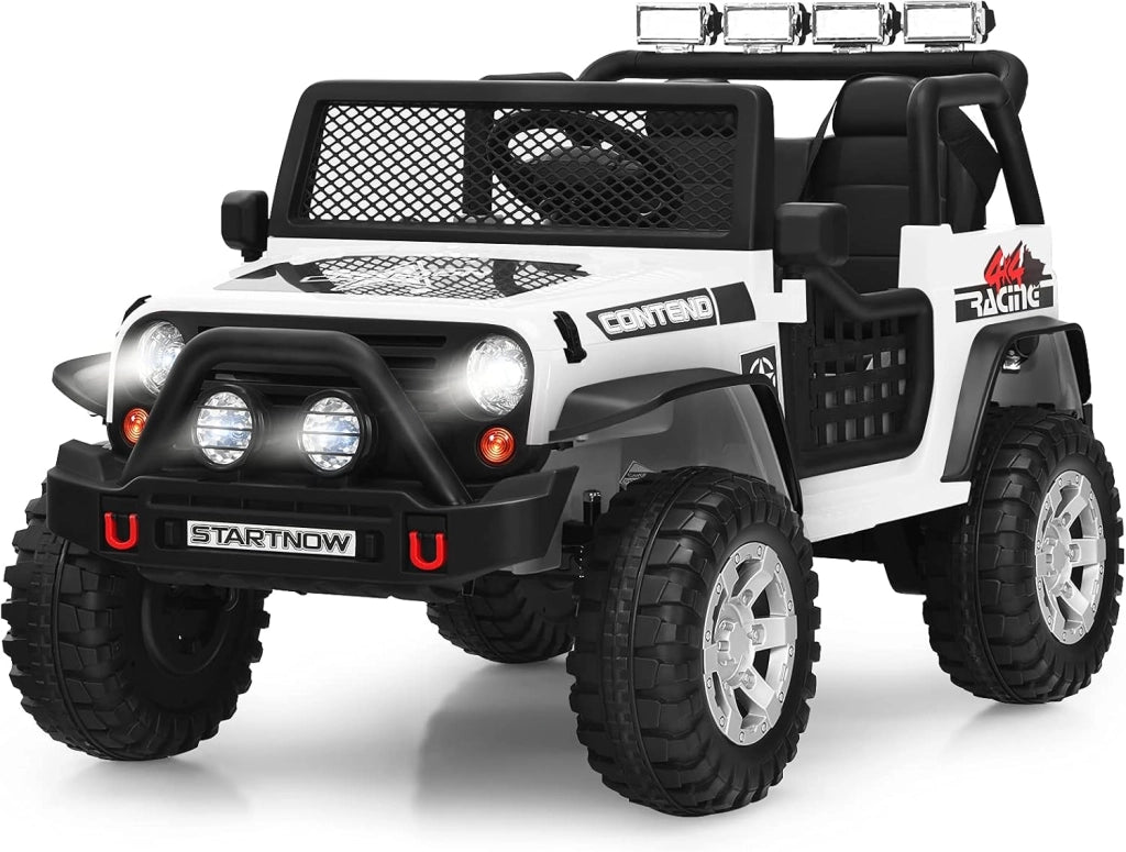 12V Auto Elettrica per Bambini, Macchina per Bambini con Telecomando, 3 Velocità, con Luci Musica MP3 e Radio, Veicolo Elettrico per Bambini 3+ Anni (Bianco)