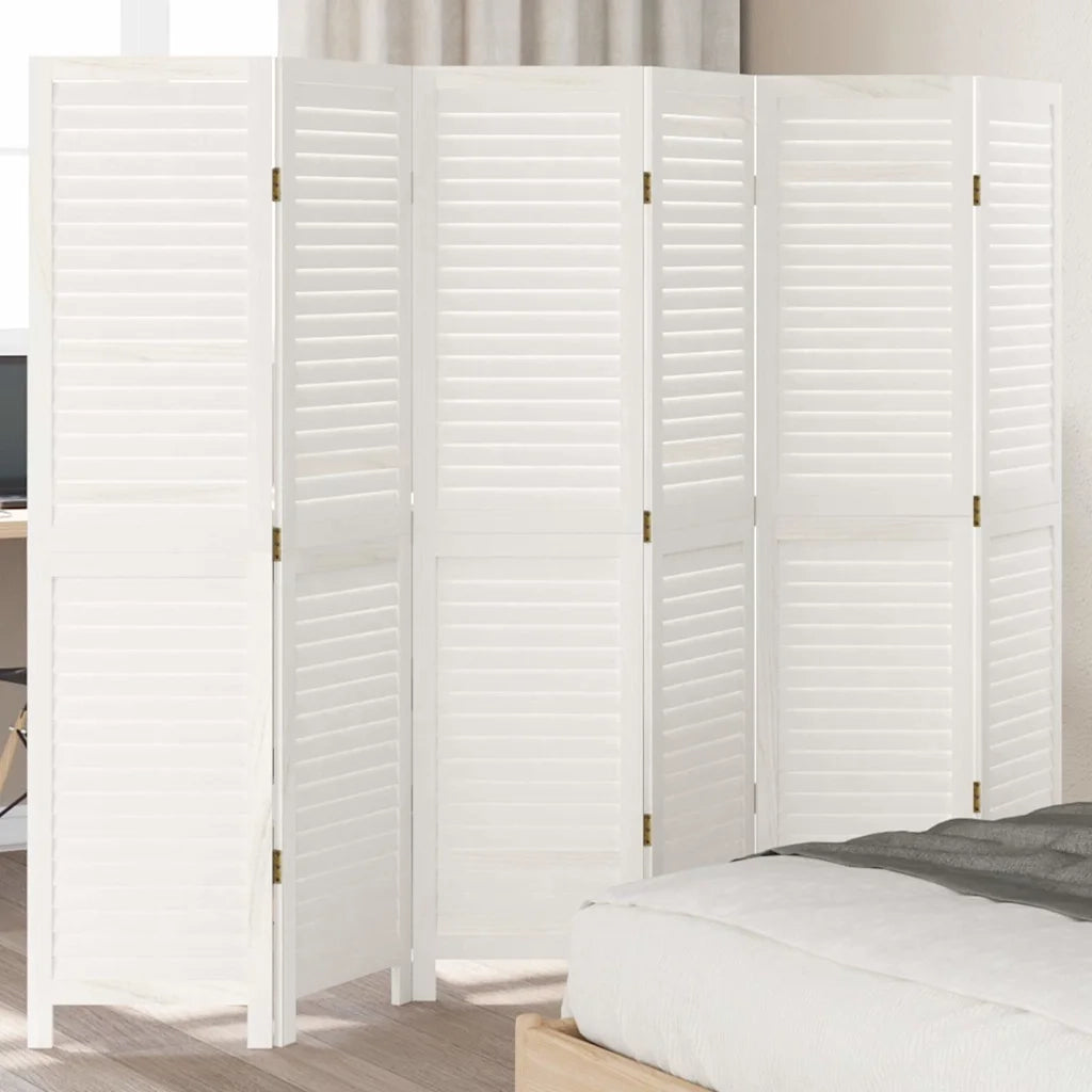 Divisorio Ambienti | Divider per stanze | Paravento 6Pannelli Bianco Legno Massello di Paulownia