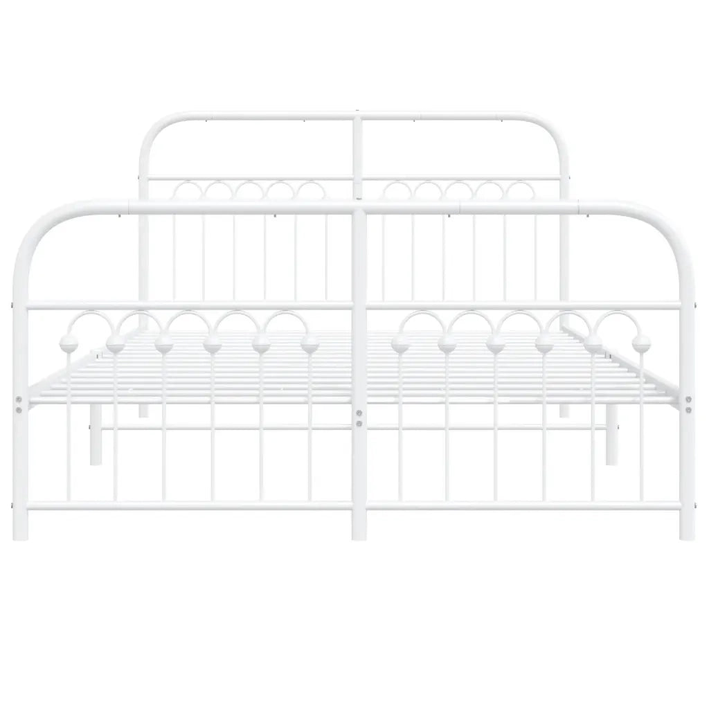 Giroletto con Testiera e Pediera Metallo Bianco 137x190 cm 376666