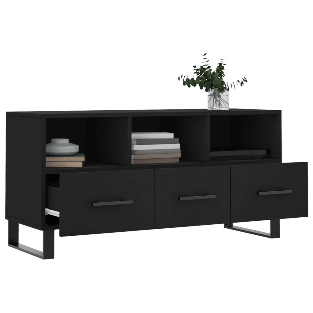Mobile Porta TV Nero 102x36x50 cm in Legno Multistrato 829061