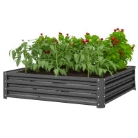 Fioriera da Giardino, Fioriera con Struttura in Acciaio, 120 x 120 x 30 cm, Grigio Chiaro
