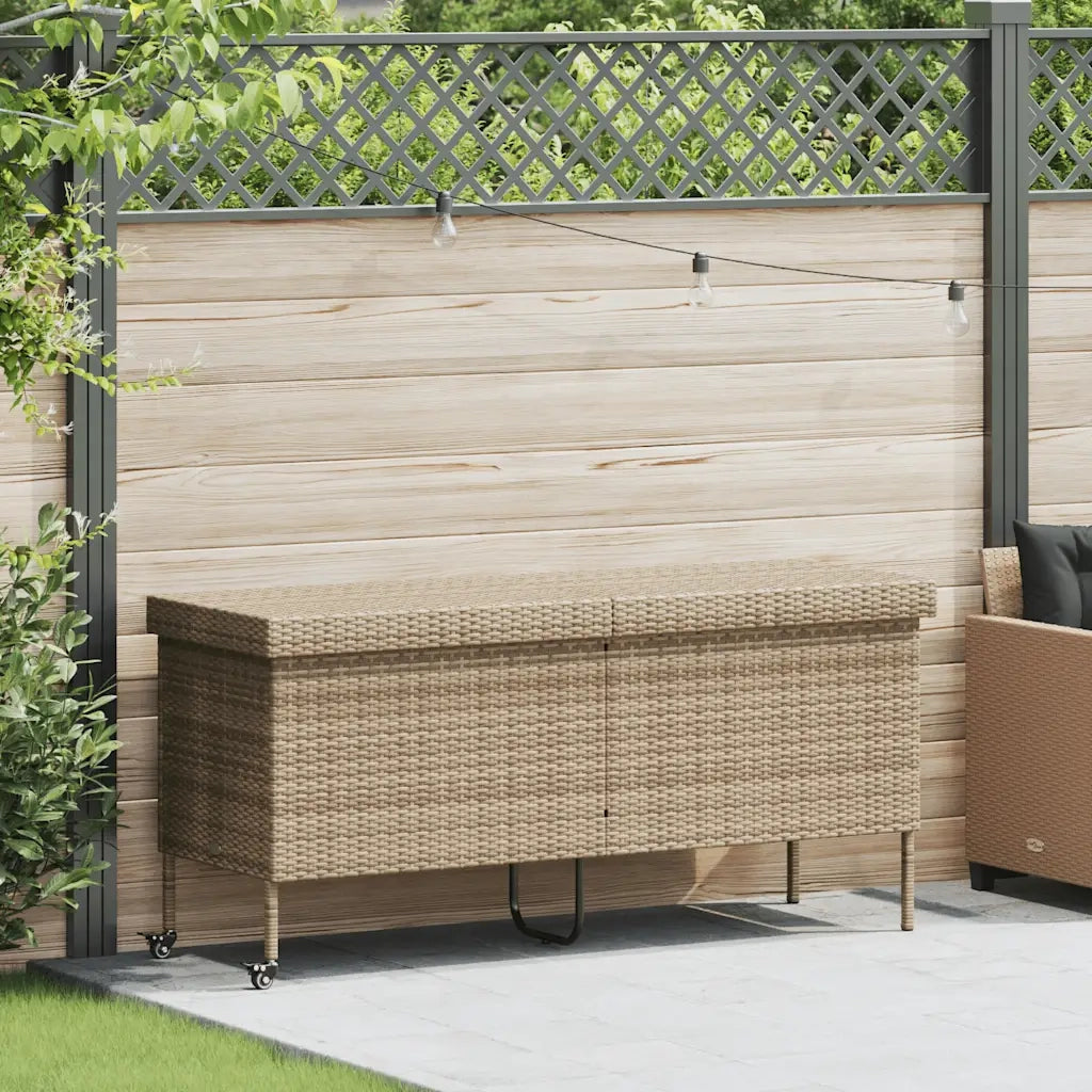 Contenitore da Giardino con Ruote Beige 160x55x75 cm Polyrattan CFW7115606