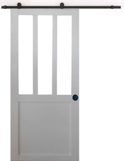 Porta Scorrevole da Officina Bianca H204 x L83 + Guida a rulli e 2 Gusci Neri