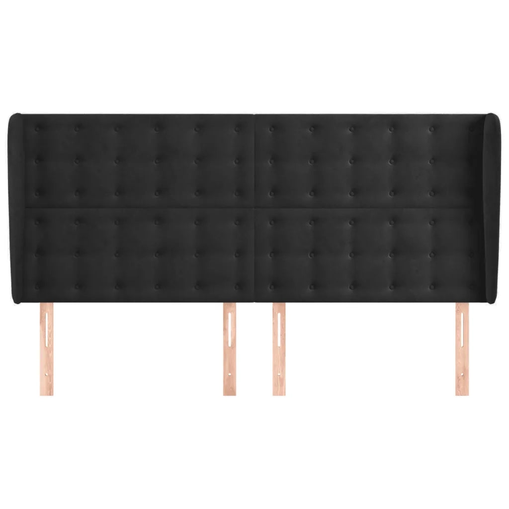Testiera | Testata ad Orecchio Nera 163x23x118/128 cm in Velluto