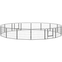 Recinto per Cani e Cuccioli con 16 Pannelli Modulabili e 2 Ingressi, 80x1.5x60cm