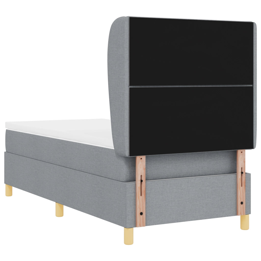 letto a molle di con materasso grigio chiaro 100x200 cm in tessuto