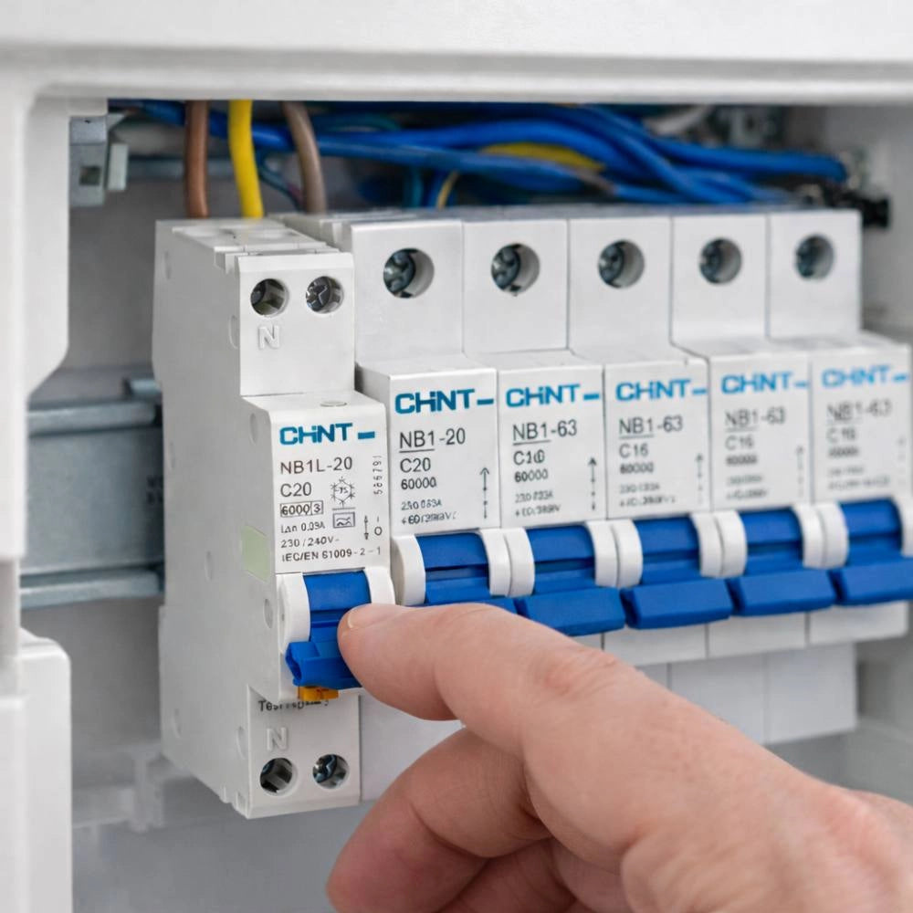 Interruttore magnetotermico differenziale 1p+n 30ma tipo a 6ka chint nb1l-20 slim *** ampere 10 ampere, confezione 1