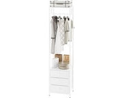 Armadio alto a muro con pattino e cassetto - multifunzionale - 1 pezzo - bianco - 39 × 29 × 179 cm