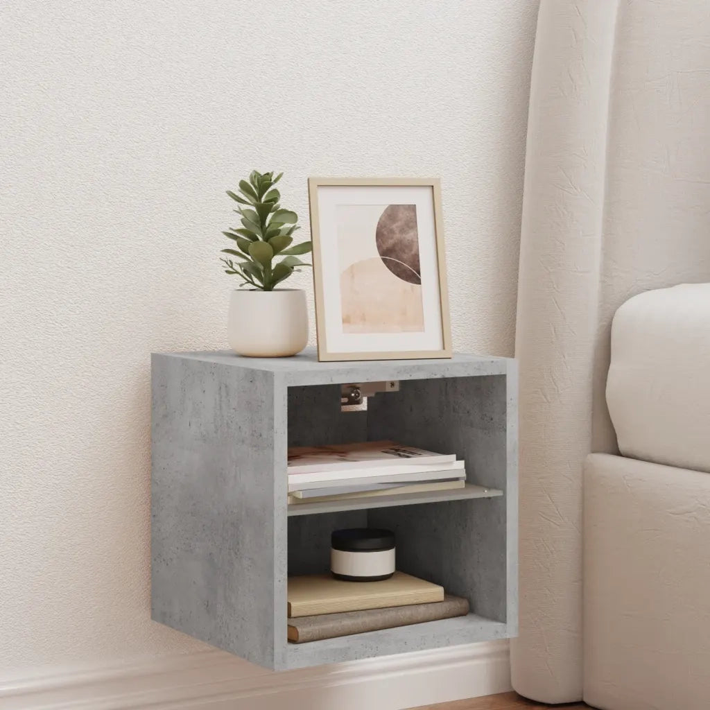 Mobile TV a Parete | Armadietto TV | Mobile Porta TV con Luci LED Grigio Cemento 30x28,5x30 cm
