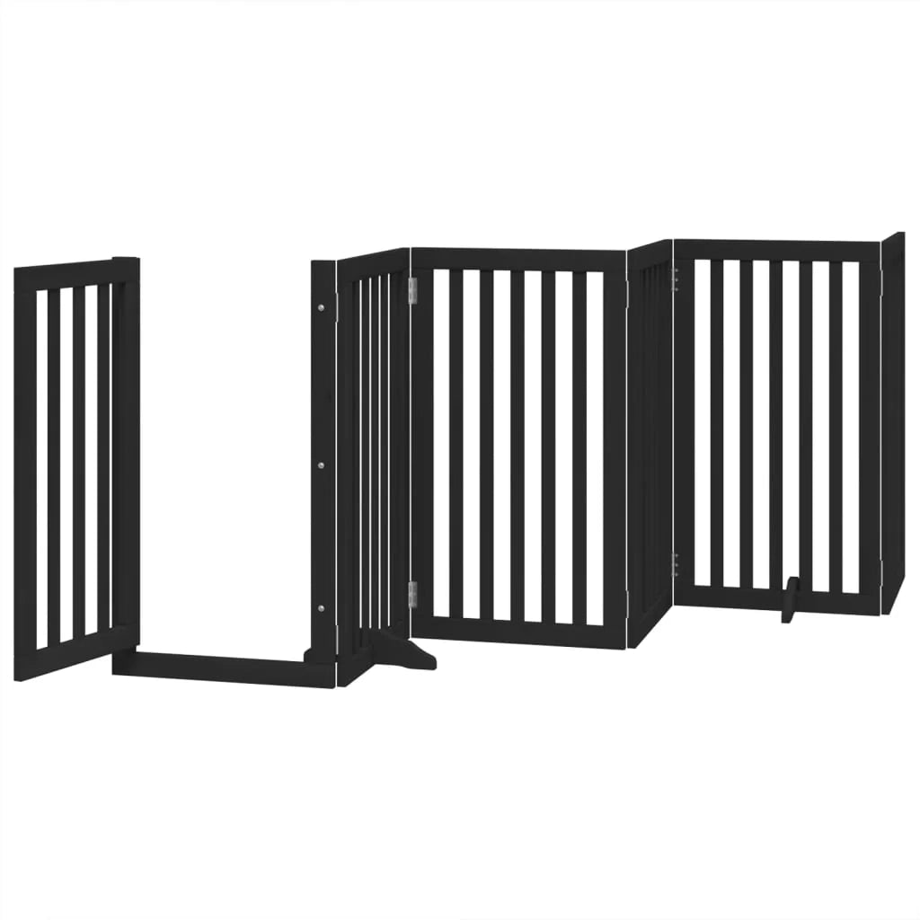 Cancelletto di sicurezza per animali domestici porta pieghevole 12 pannelli legno di pioppo nero 02_0023177