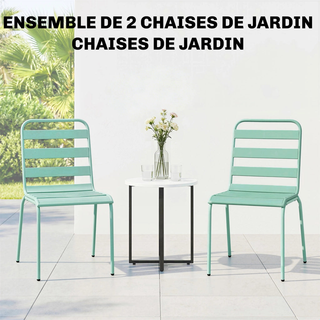 Sedia da giardino impilabile ¨C zephmum ¨C verde, metallo, lotto 2 pezzi
