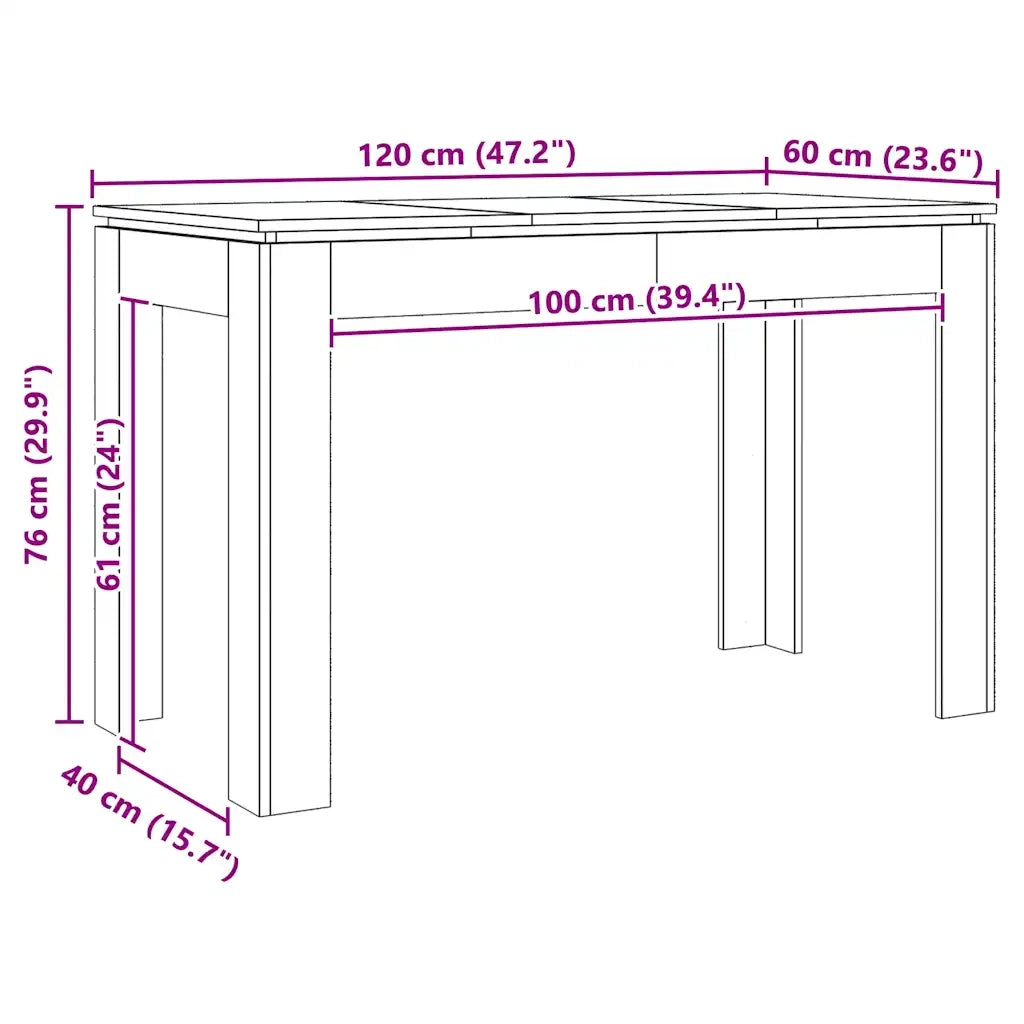 Tavolo da Pranzo Rovere Artigianale 120x60x76 cm in Truciolato 855903