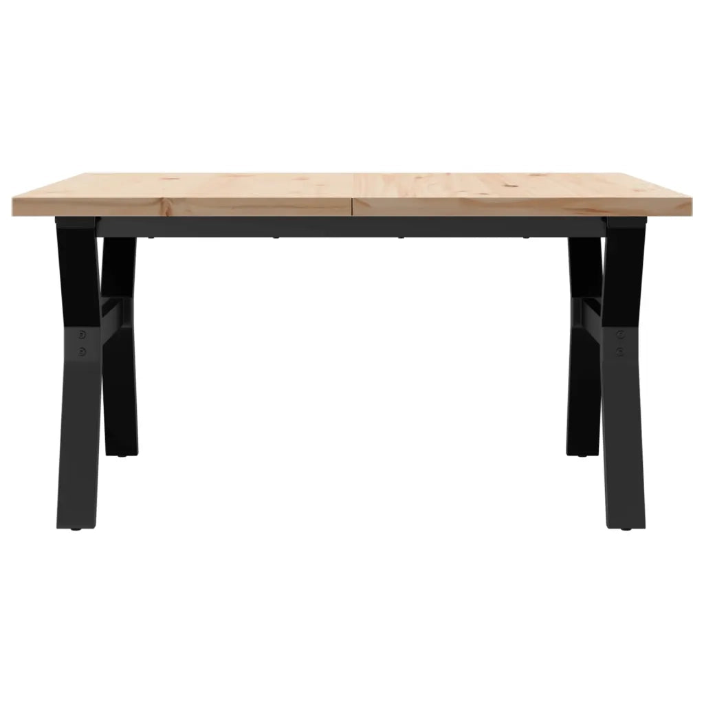 Tavolino Salotto Telaio a Y 90x90x45,5 cm Legno Pino e Acciaio 3282775