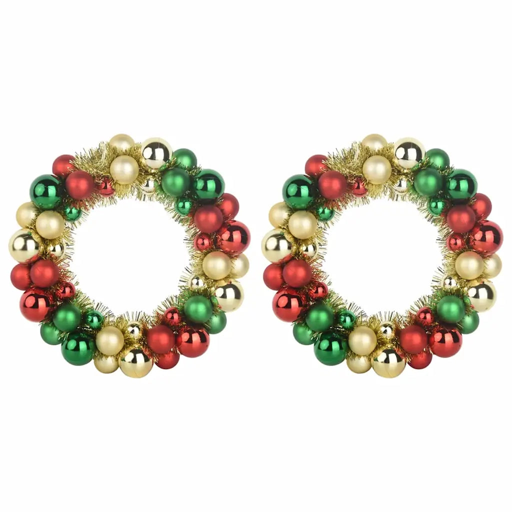 Corone di Palline di Natale 2 pz-Decorazioni natalizie Multicolore 33 x 33 x 7 cm