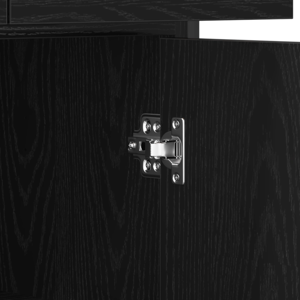 Mobile Nero Rovere 70x30x80 cm Legno ingegnerizzato e Acciaio