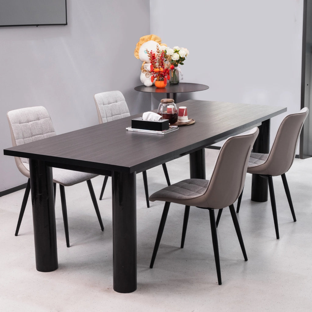 Set 2 Sedie da Pranzo Imbottite ¨C Xylo ¨C Struttura Metallo, Tessuto Lino e Similpelle