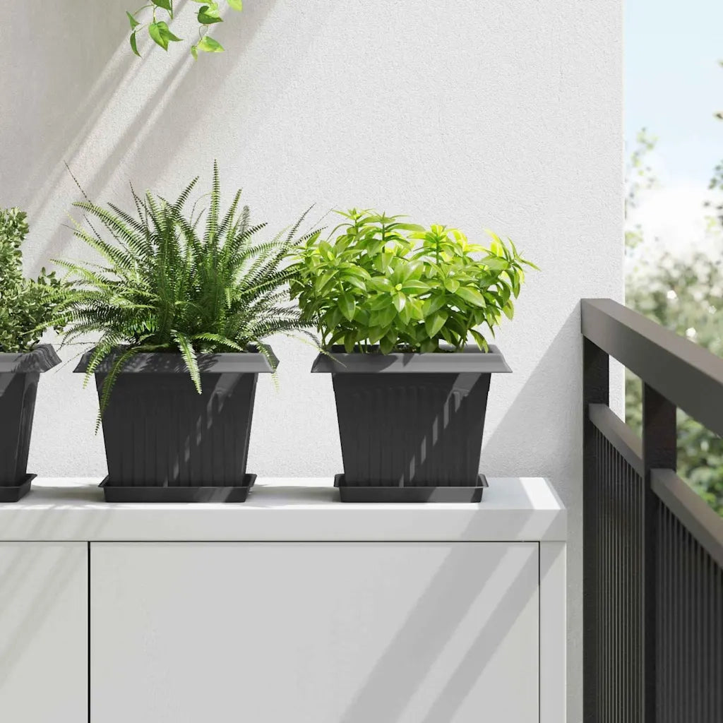 Fioriere | Cassetta per fiori | Vasi per Piante 24 pz Nero 23 x 23 x 17,5 cm Plastica