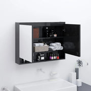 Armadietto a Specchio per Bagno 80x15x60 cm MDF Nero Lucido cod mxl 77834