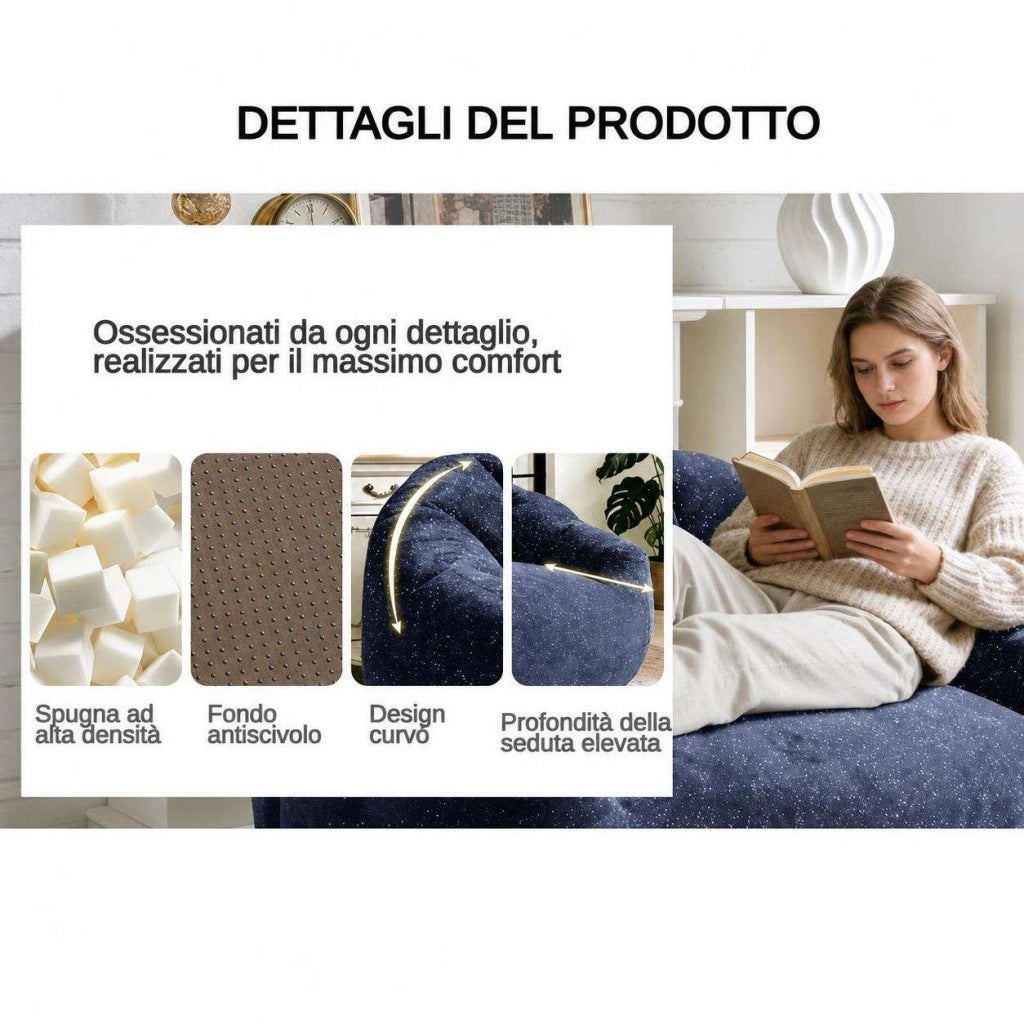 Poltrone relax, pouf, poltrone extra-large,Frevano ideali per il soggiorno e la camera da letto, colore nero