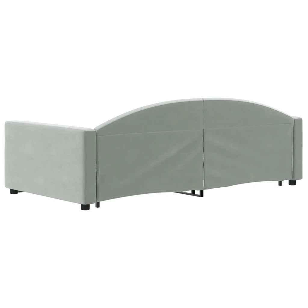 Divano Letto Estraibile Cassetti Grigio Chiaro 90x200cm Velluto 3197349