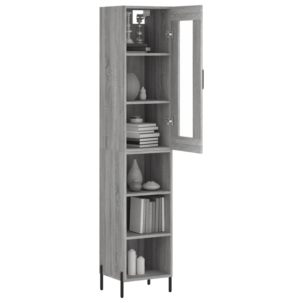 Credenza-Buffet-Armadio da cucina Grigio Sonoma 34,5x34x180 cm in Legno Multistrato 161323
