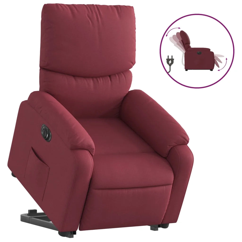 Poltrona | Sedia Relax Alzapersona Reclinabile Elettrica Rosso Vino Tessuto
