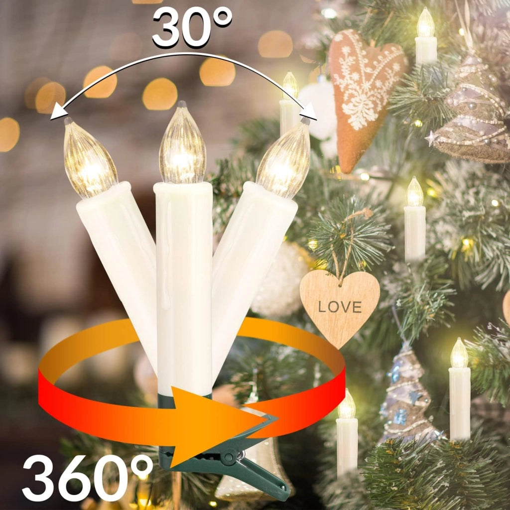 Deuba® Set 30 Candele a LED Albero di Natale Luce Bianca Batteria Wireless con Timer e Telecomando Lucine Natalizie