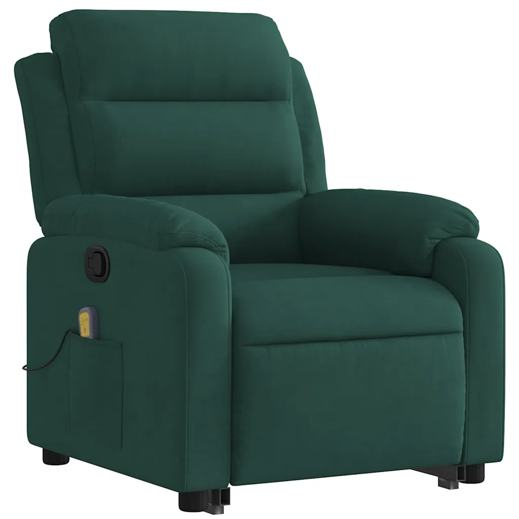 Poltrona Alzapersona Reclinabile Verde Scuro in Velluto 3205105