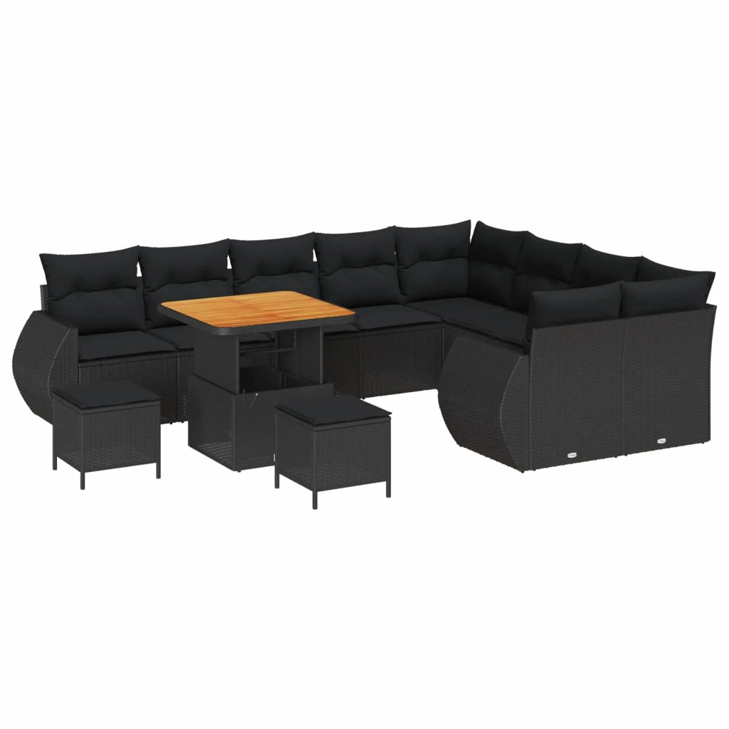 Set Divano da Giardino 12 pcs Nero Rattan in Polipropilene 3363859