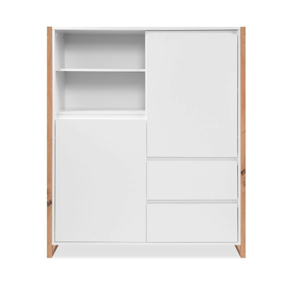 Credenza alta L120XP40XH140 New Denver51 colore bianco e rovere