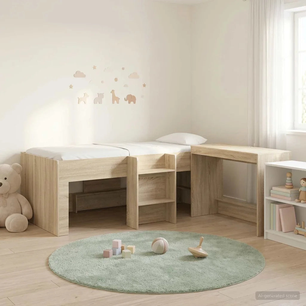 Letto alto per bambini con scrivania 2 pz Rovere Sonoma 3423440