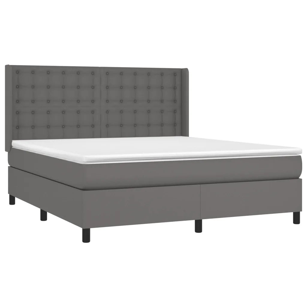 Giroletto Molle con Materasso e LED Grigio 180x200cm Similpelle 3139401
