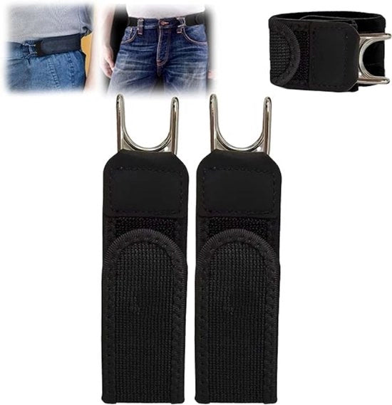 2 Pezzi di Cinturino a Spillo - Cinturino con spillo a forma di uncino - uncino metallico tattico con cinturino elastico - Adattabile - unisex inespresso - cinturino per vita senza spillo per lavoro e uso quotidiano