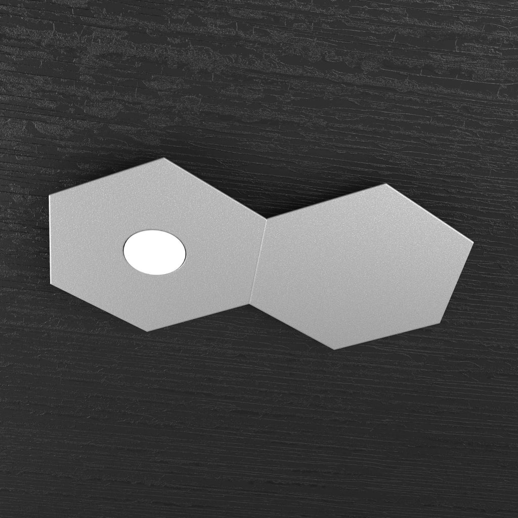 HEXAGON APPLIQUE-PLAFONIERA 1 LUCE + 1 DECORATIVO GRIGIO 1142-1L1D-GR