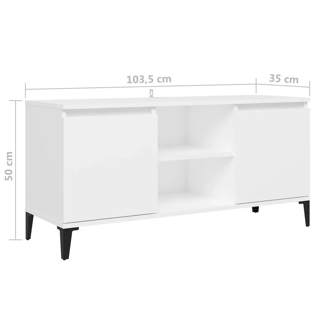 Mobile TV con Gambe in Metallo Bianco 103,5x30x50 cm cod mxl 34013