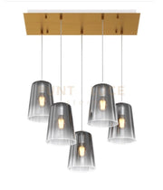 SOSPENSIONE OTTONE SAT. RETTANGOLARE 5 LUCI CROMO 1164OS-S5 R-CR