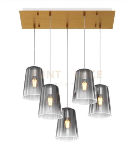 SOSPENSIONE OTTONE SAT. RETTANGOLARE 5 LUCI CROMO 1164OS-S5 R-CR